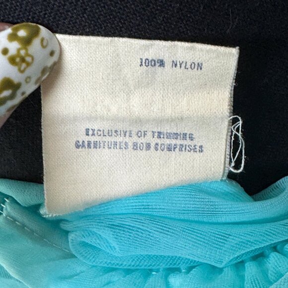 Vintage 70s negligee, teal blue, empire waist, puff sleeves nightgown - Picture 7 of 8